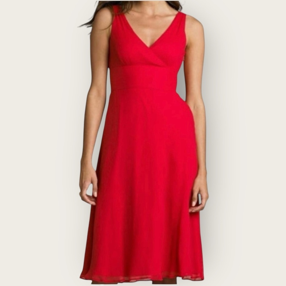 J. Crew 100% Silk Crepe Chiffon Sofia Summer Dress Bright Rhubarb‎ Women's 10